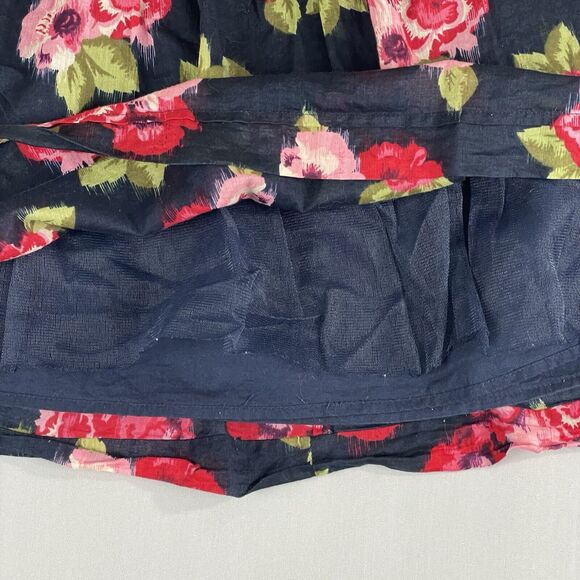 Heritage 1981 Pull On Full Mini Skirt Women’s M Blue Pink Floral Dbl Lined Vtg - Picture 3 of 12